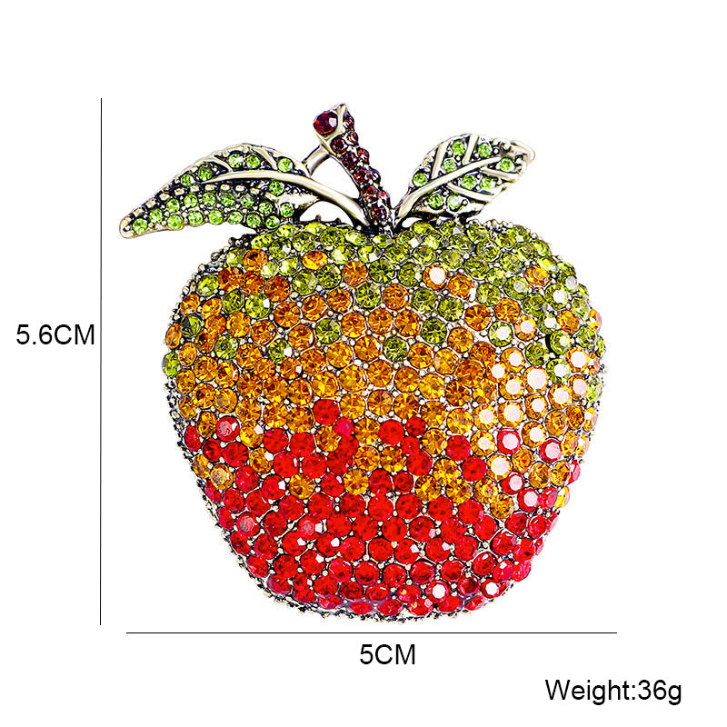 Apple Rhinestone Brooch PA4923