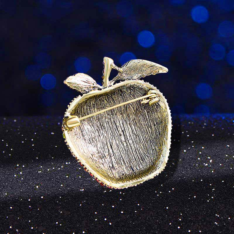Apple Rhinestone Brooch PA4923