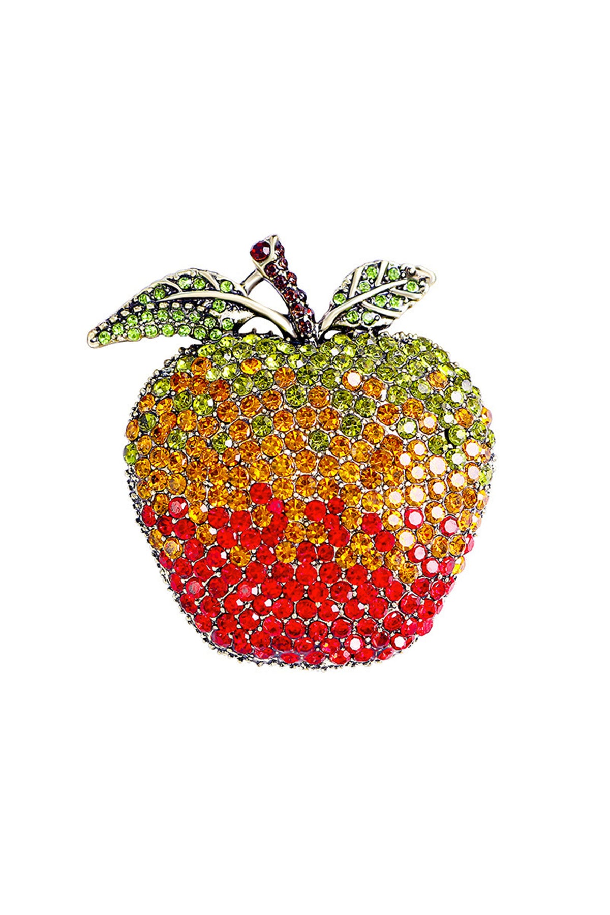 Apple Rhinestone Brooch PA4923