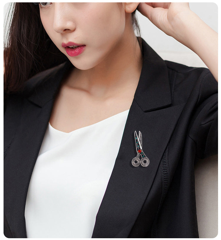 Scissors Rhinestone Brooch PA4952 - view 4