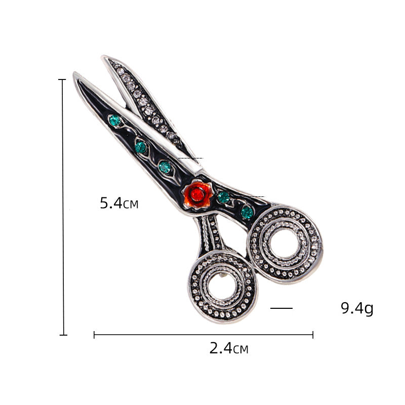 Scissors Rhinestone Brooch PA4952 - view 2