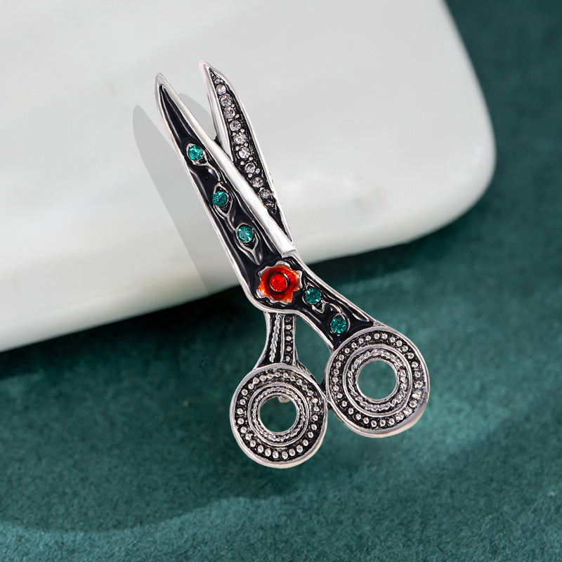 Scissors Rhinestone Brooch PA4952 - view 7