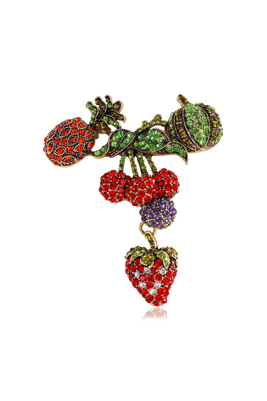 Pineapple, Strawberry, Lychee Rhinestone Brooch PA4957