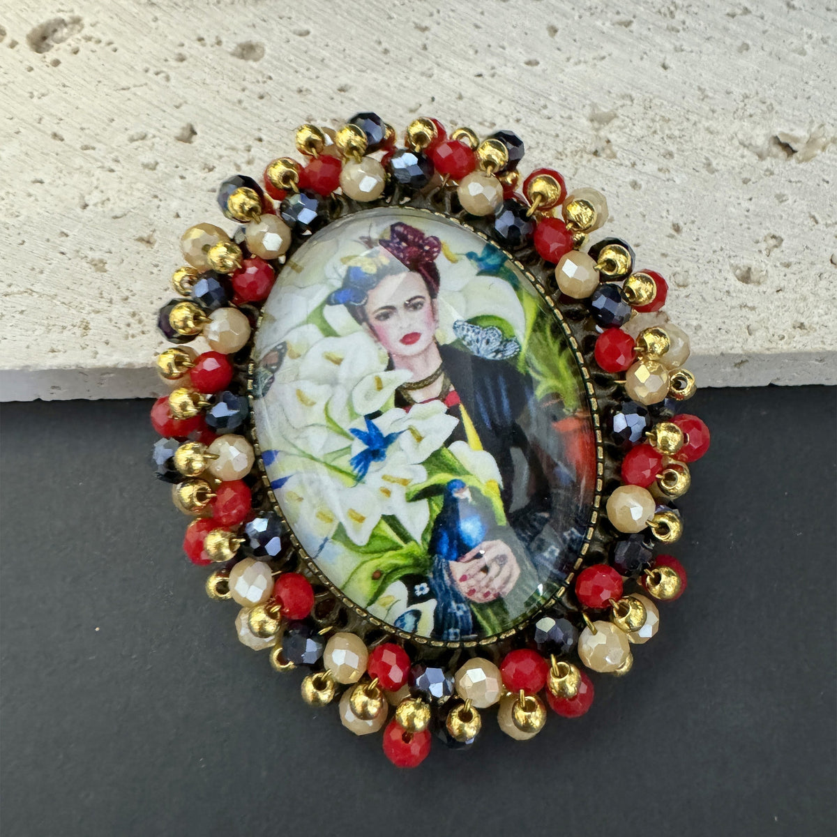 Random Frida Seed Bead Braided Pin PA4975