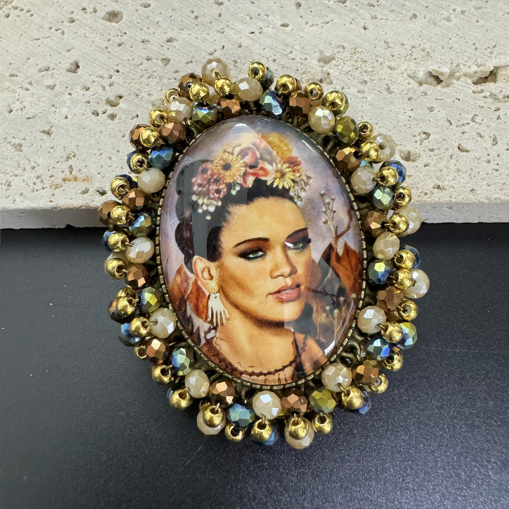 Random Frida Seed Bead Braided Pin PA4975