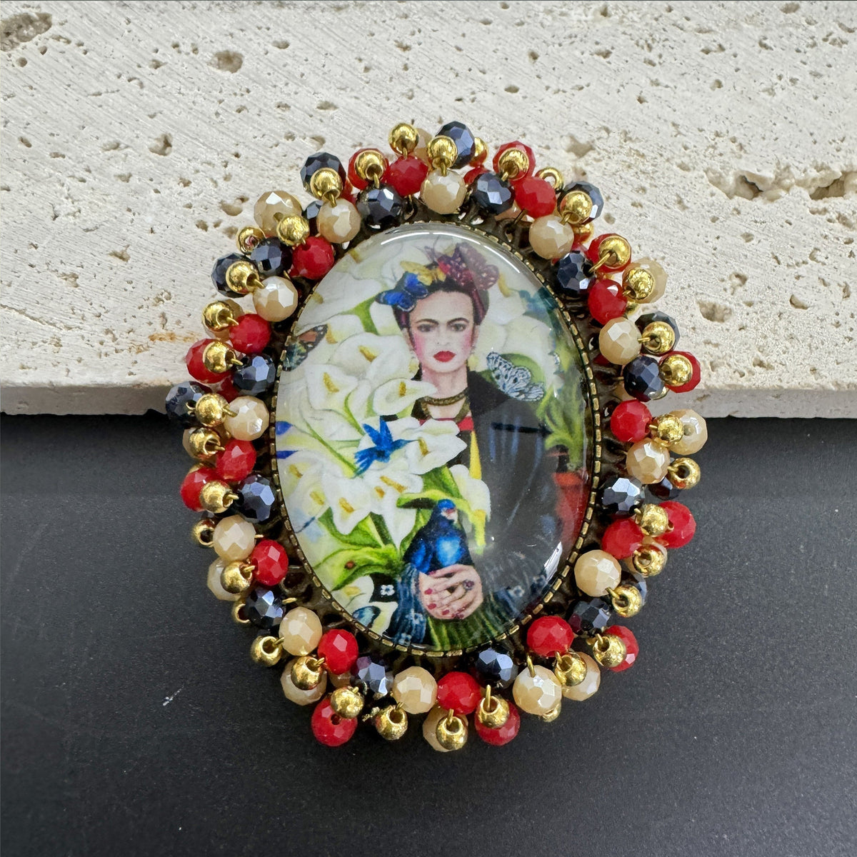 Random Frida Seed Bead Braided Pin PA4975