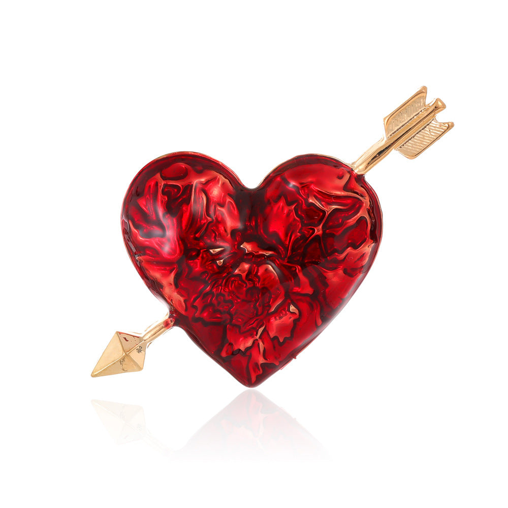 Arrow Through the Heart Alloy Brooch PA4984