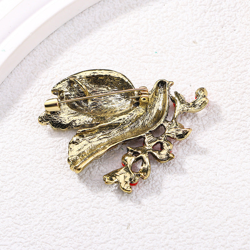 Floral Bird Rhinestone Brooch PA5002