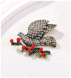 Floral Bird Rhinestone Brooch PA5002