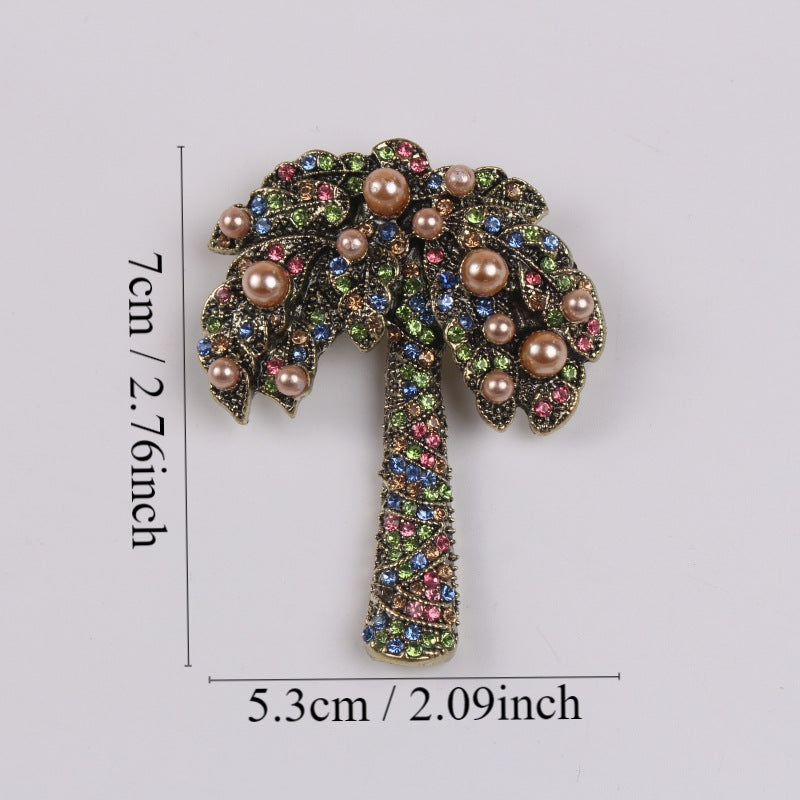Coconut Tree Pearl Rhinestone Brooch PA5010 - view 2