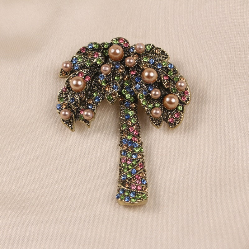 Coconut Tree Pearl Rhinestone Brooch PA5010 - view 4