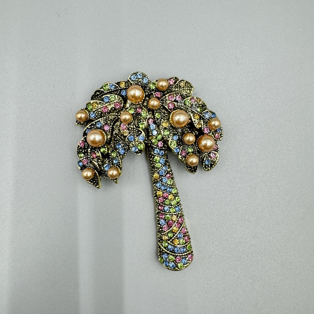 Coconut Tree Pearl Rhinestone Brooch PA5010 - view 5