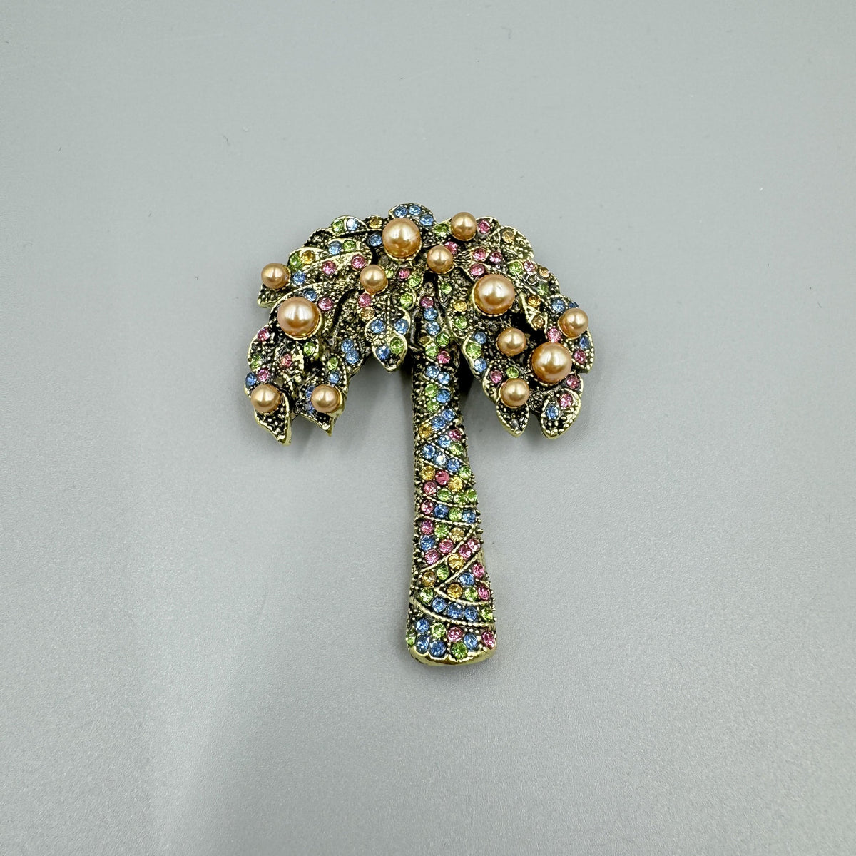 Coconut Tree Pearl Rhinestone Brooch PA5010 - view 6