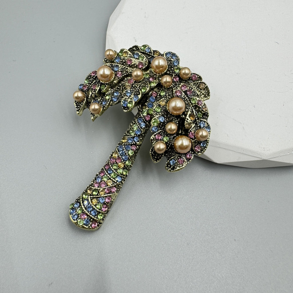 Coconut Tree Pearl Rhinestone Brooch PA5010 - view 7