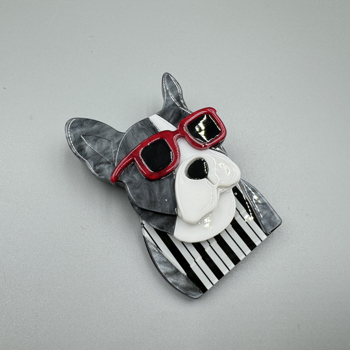 Dog Wearing Glasses Acrylic Brooch PA5015