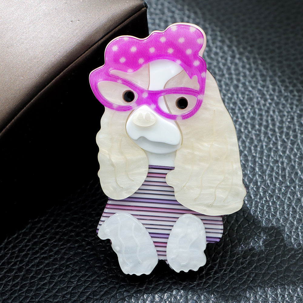 Cute Poodle Acrylic Brooch PA5029