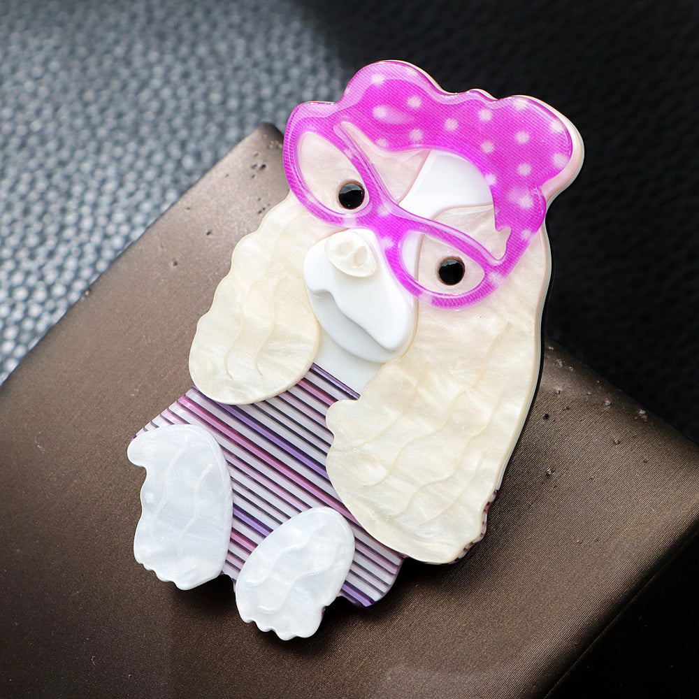 Cute Poodle Acrylic Brooch PA5029