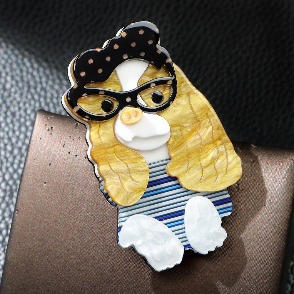 Cute Poodle Acrylic Brooch PA5029