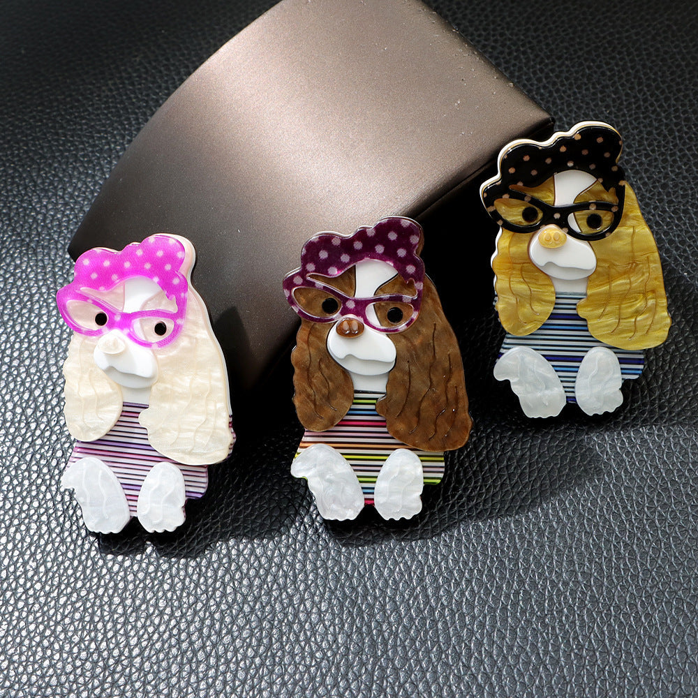 Cute Poodle Acrylic Brooch PA5029