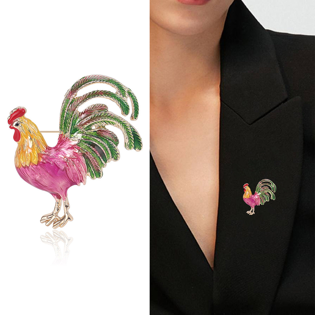 Rooster Enamel Alloy Brooch PA5079 - view 15
