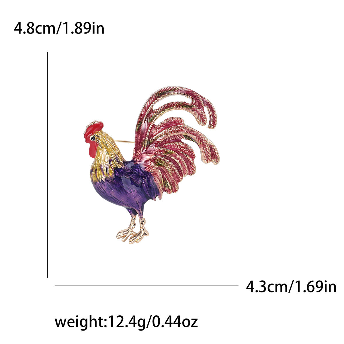 Rooster Enamel Alloy Brooch PA5079 - view 2