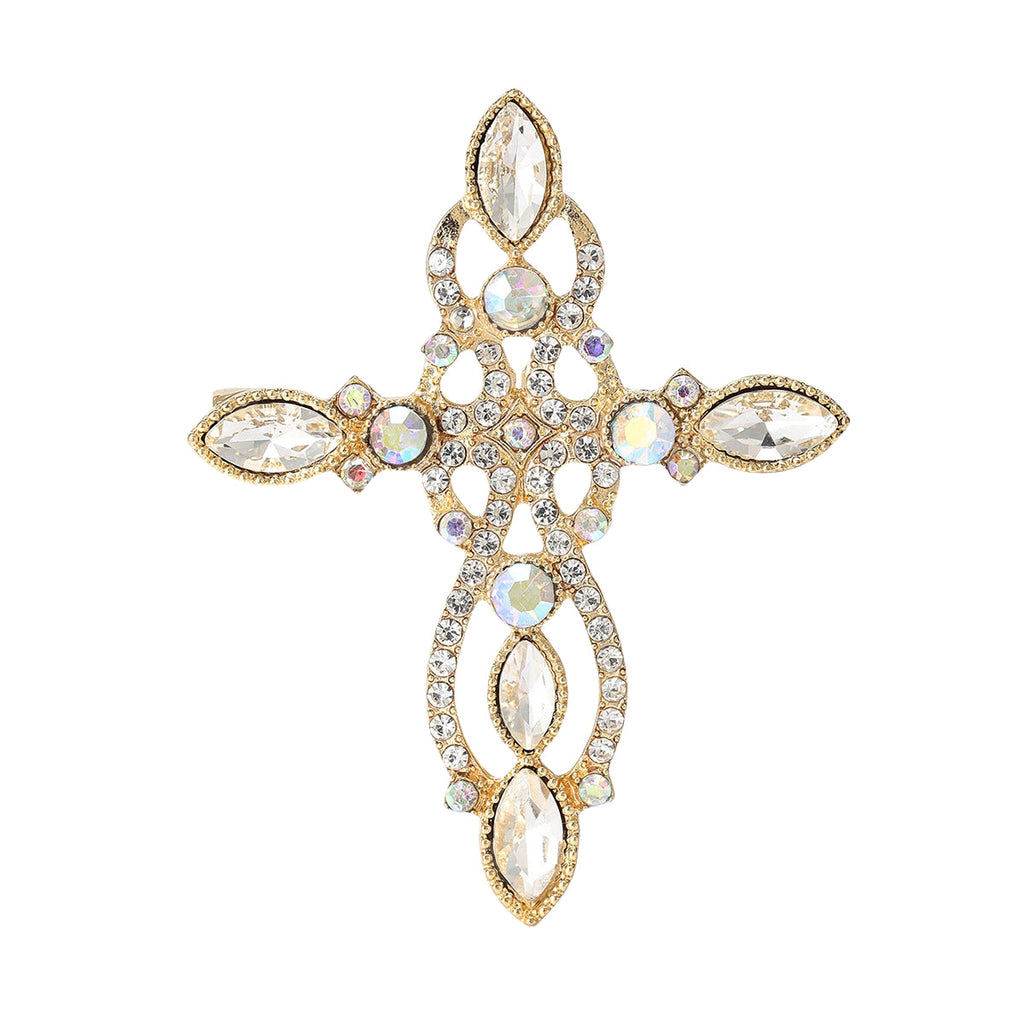 Cross Rhinestone Brooch PA5088 - view 4