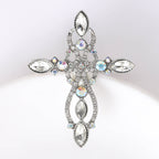 Cross Rhinestone Brooch PA5088 - view 7