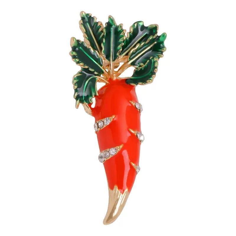 Carrots Alloy Rhinestone Brooch PA5107