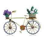 Flower Bicycle Rhinestone Brooch PA5126