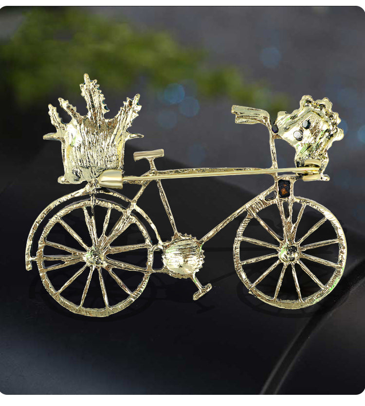 Flower Bicycle Rhinestone Brooch PA5126 - view 3
