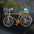 Flower Bicycle Rhinestone Brooch PA5126 - view 4