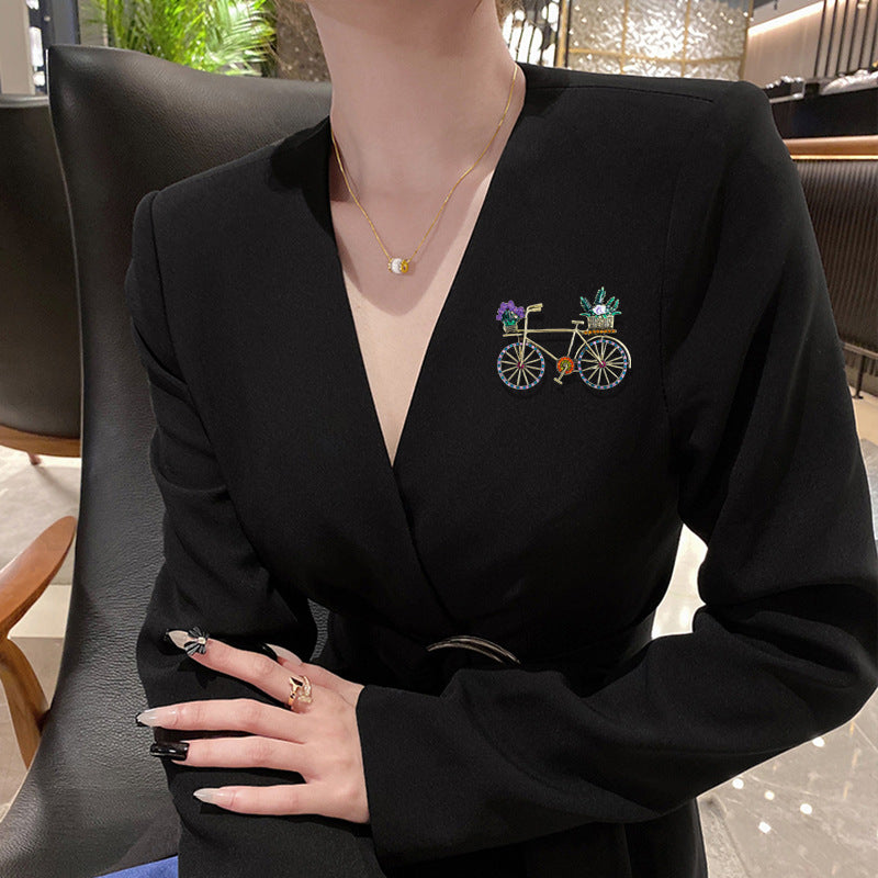 Flower Bicycle Rhinestone Brooch PA5126 - view 5