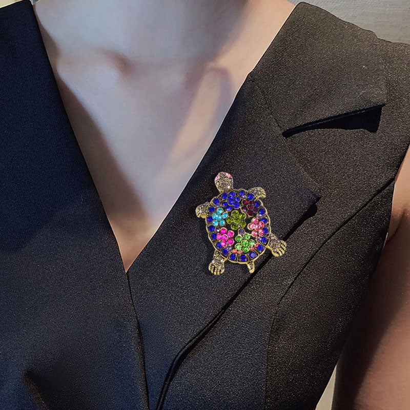 Floral Turtle Rhinestone Brooch PA5129 - view 7