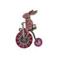 Bunny Riding Bike Rhinestone Brooch PA5135