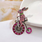 Bunny Riding Bike Rhinestone Brooch PA5135 - view 2