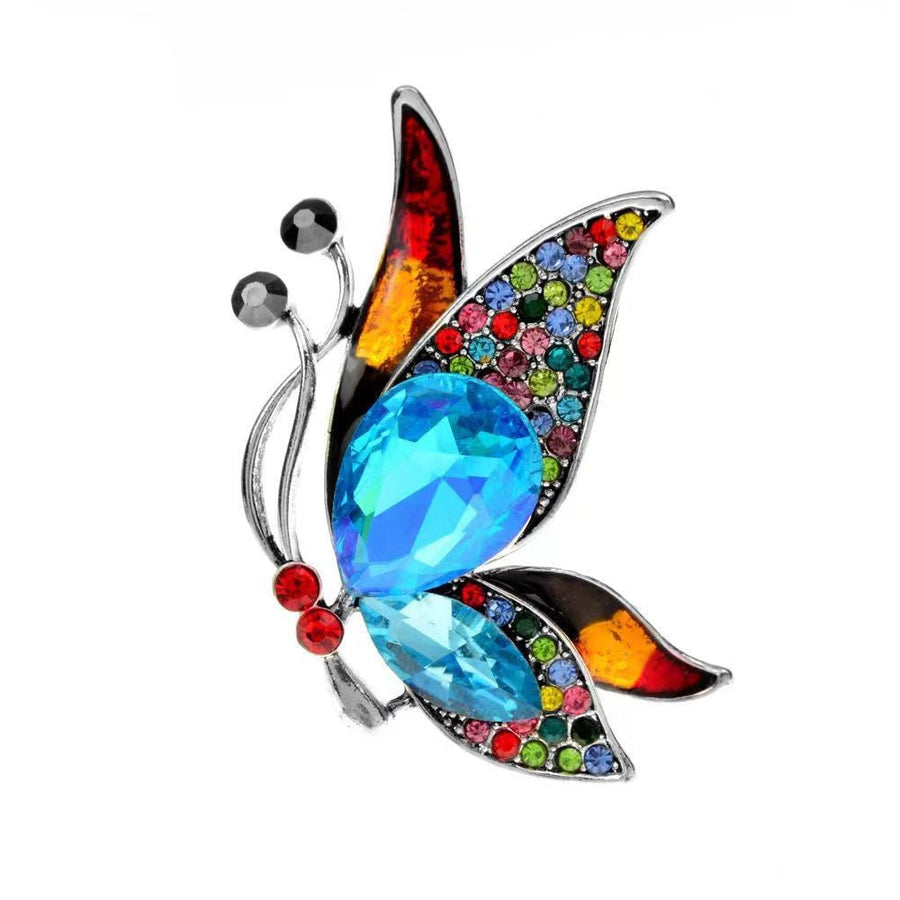 Butterfly Rhinestone-Embellished Alloy Brooch PA5173
