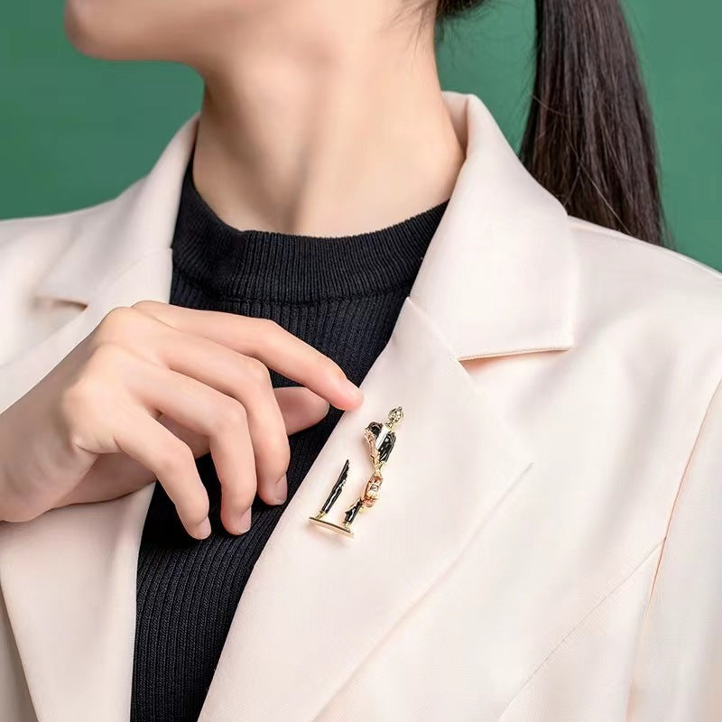Enamel Carrying Bag Man Brooch PA5175