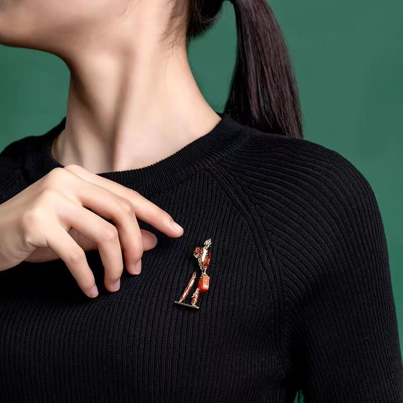 Enamel Carrying Bag Man Brooch PA5175