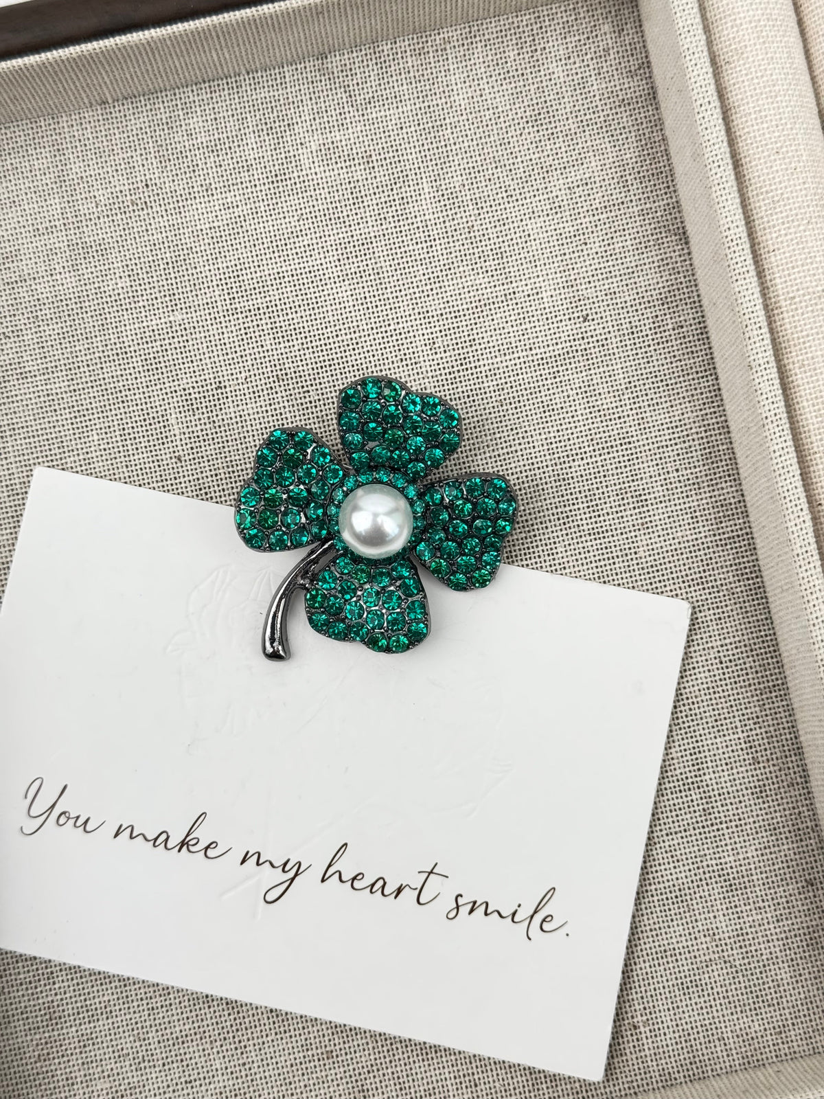 Blue Turquoise Clover Brooch PA5178 - view 2