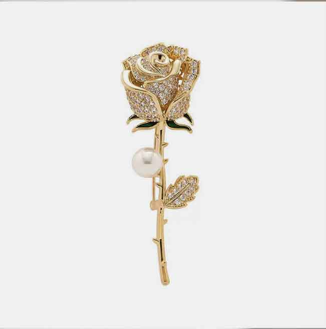 Rose Flowers Rhinestone Brooch PA5191