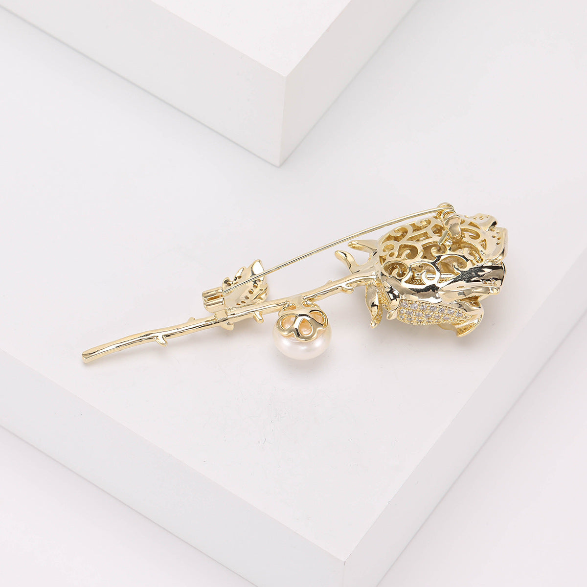 Rose Flowers Rhinestone Brooch PA5191 - view 6