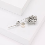 Rose Flowers Rhinestone Brooch PA5191 - view 4