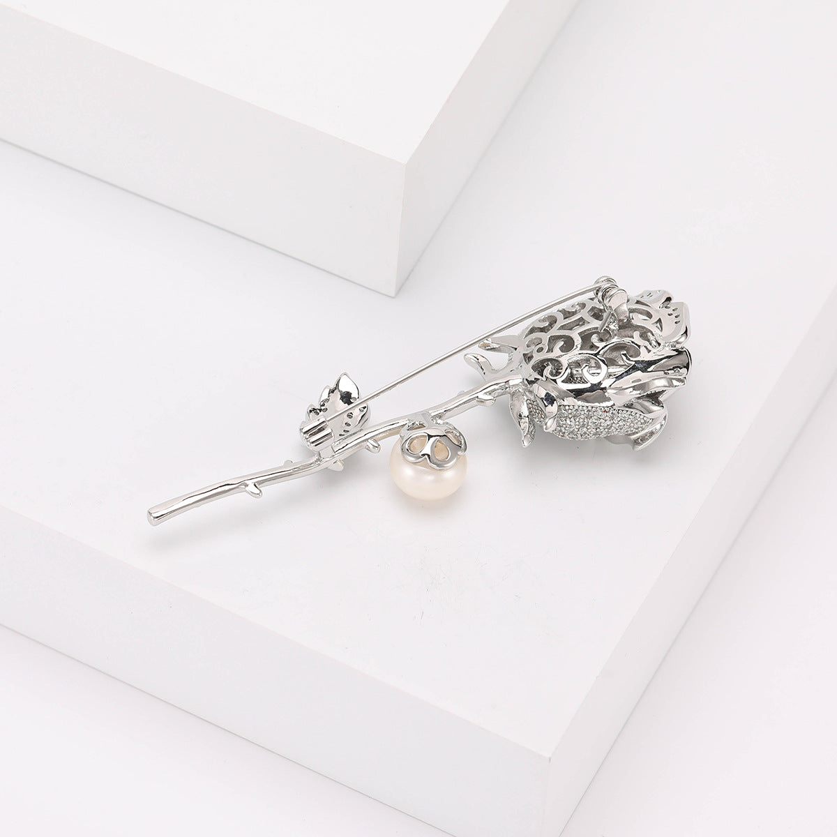 Rose Flowers Rhinestone Brooch PA5191 - view 4