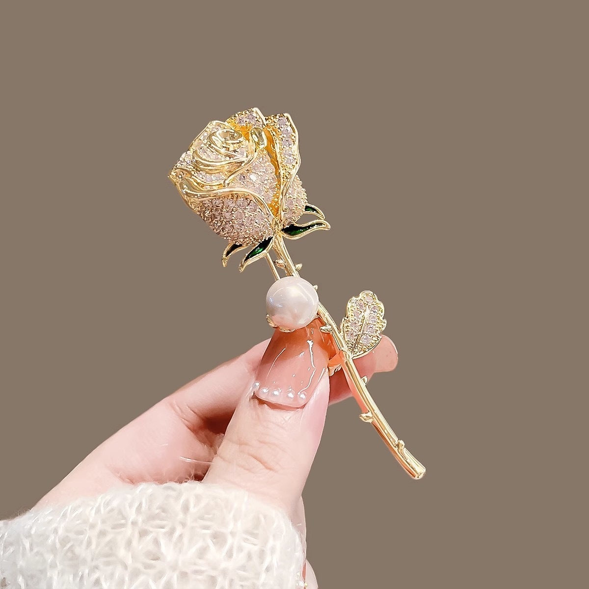 Rose Flowers Rhinestone Brooch PA5191 - view 12