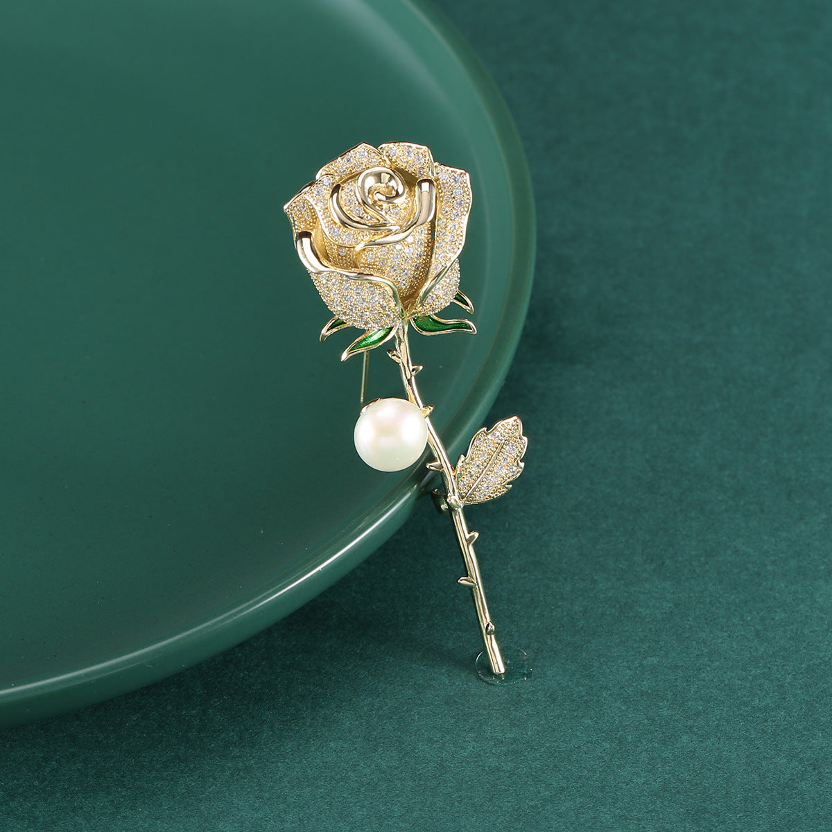 Rose Flowers Rhinestone Brooch PA5191 - view 11