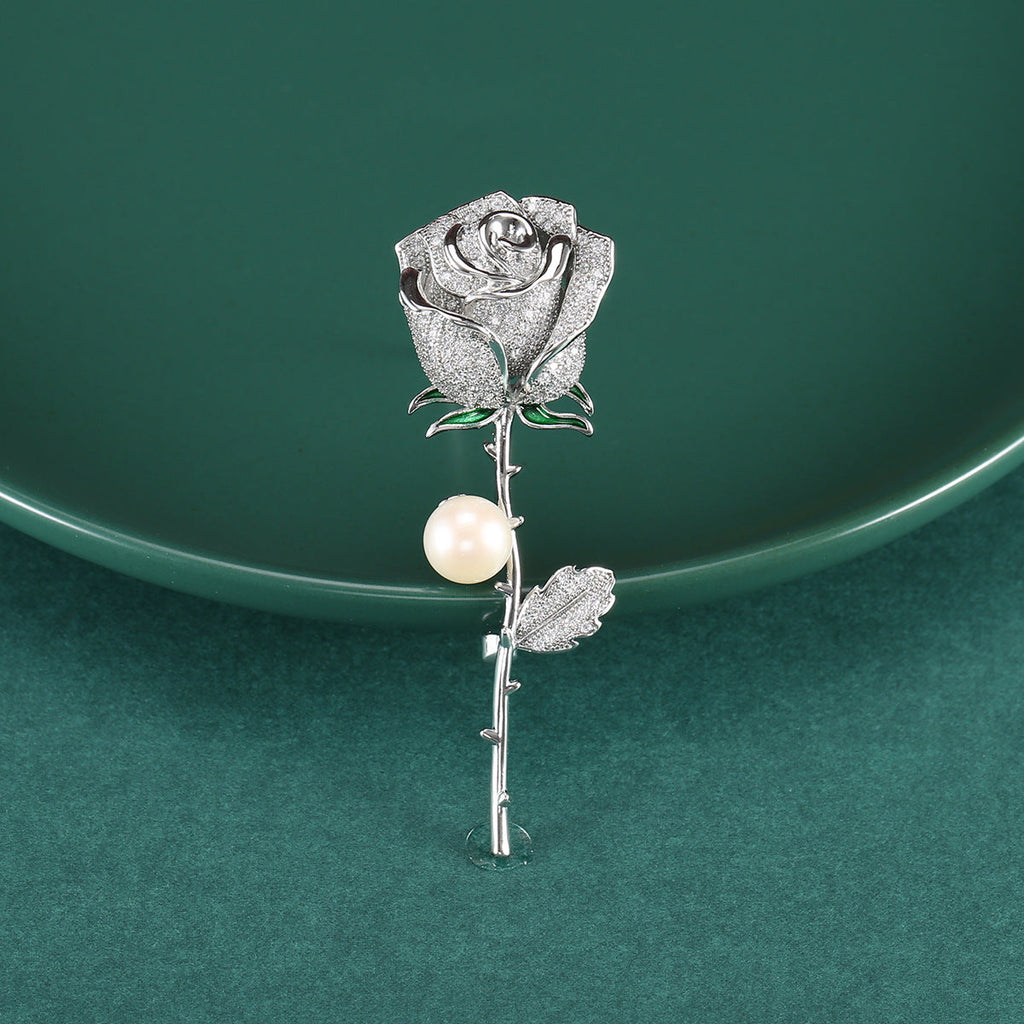 Rose Flowers Rhinestone Brooch PA5191 - view 7