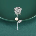 Rose Flowers Rhinestone Brooch PA5191 - view 7