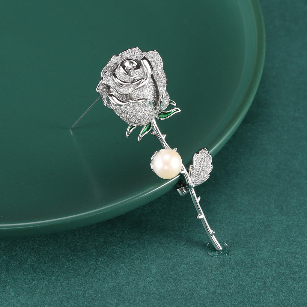Rose Flowers Rhinestone Brooch PA5191 - view 8