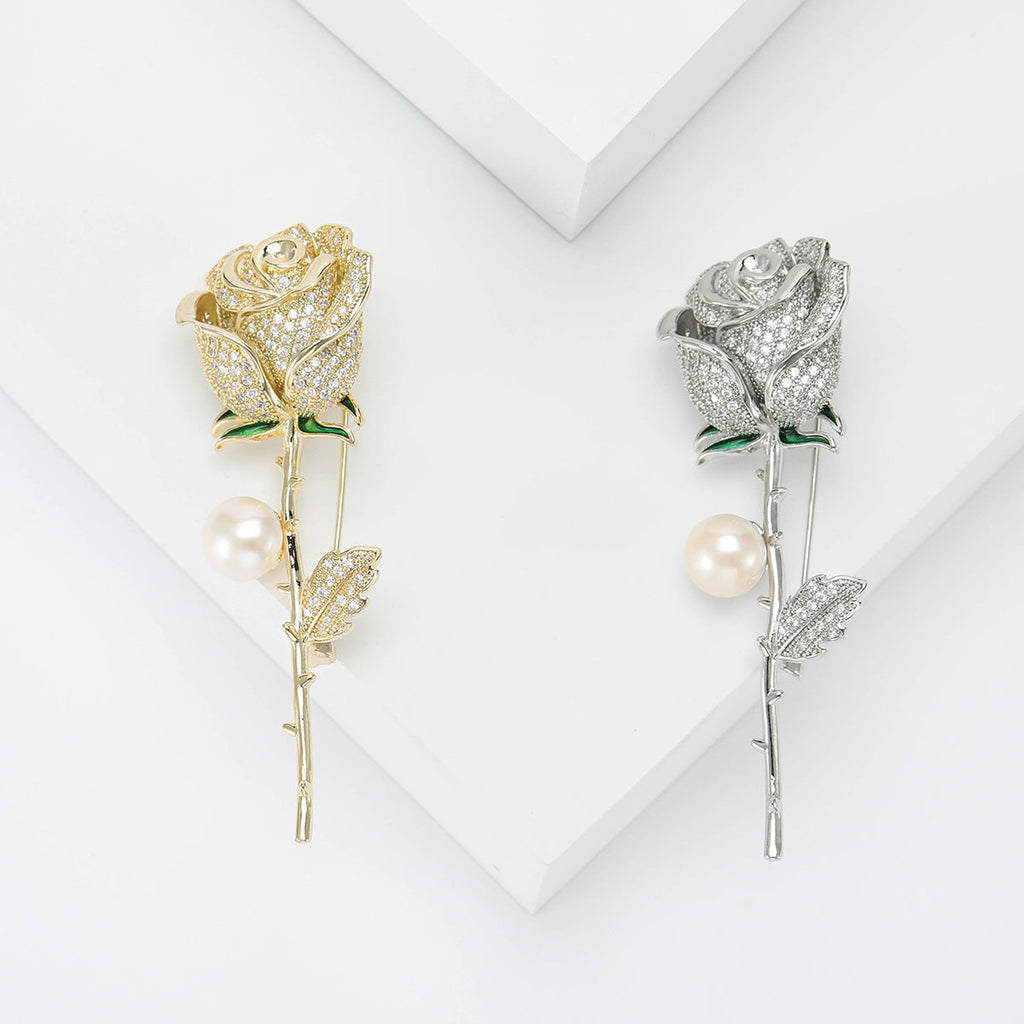 Rose Flowers Rhinestone Brooch PA5191 - view 9