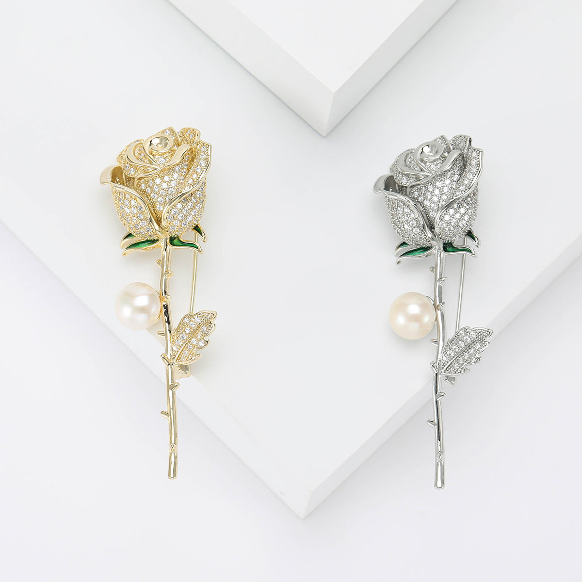 Rose Flowers Rhinestone Brooch PA5191 - view 9